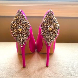 Badgley Mischka Hot Pink crystal- embellished heels